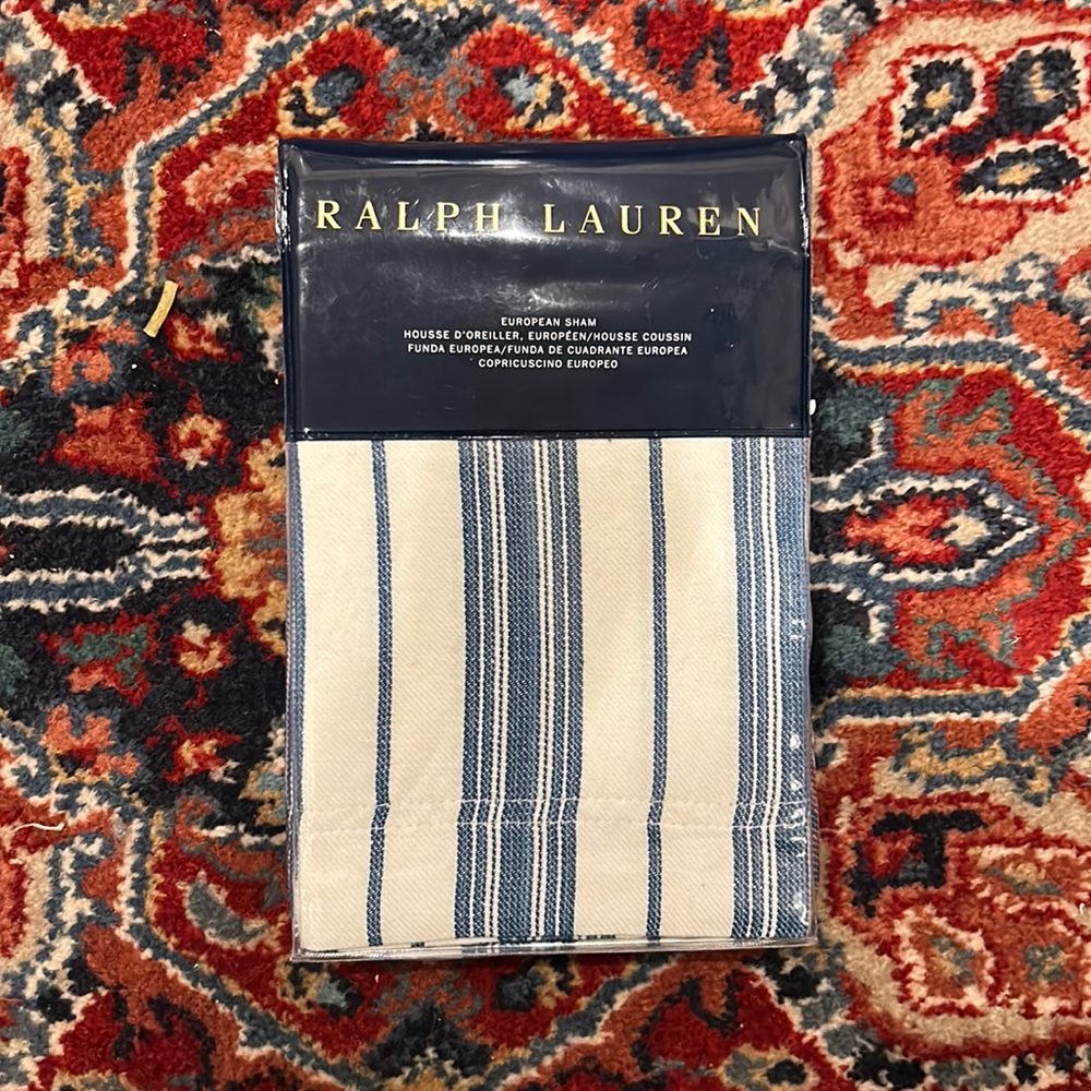 Ralph Lauren Sawbuck Stripe Euro Sham.  NWT.
